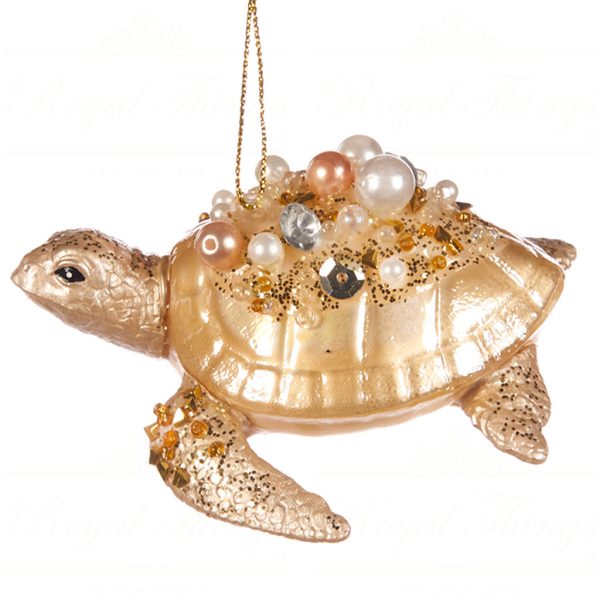 Ya 92464 Goodwill Glass Christmas Ornaments Glass Turtle Ornament Cream Champagne Light Pink Vari Gold