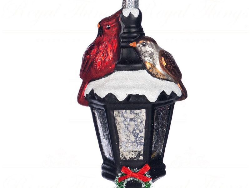 Ya 92704 Goodwill Glass Christmas Ornaments Glass Lantern With Bird Ornament Black Brown Red Vari Black
