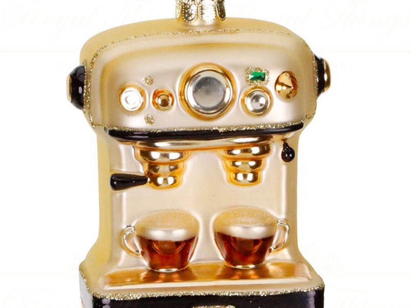 Ya 92816 Goodwill Christmas Ornaments Glass Coffee Machine Ornament Cream Black Gold