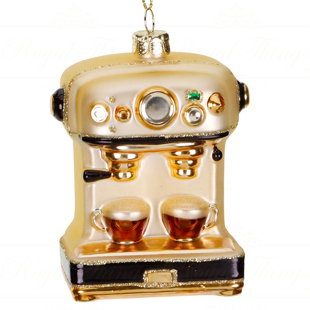 YA 92816 goodwill christmas ornaments glass coffee machine ornament cream black gold Ya 92816 Goodwill Christmas Ornaments Glass Coffee Machine Ornament Cream Black Gold
