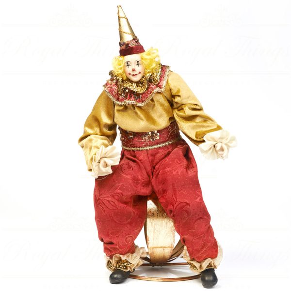 Z 20914 Goodwill Christmas Decorative Items Cirque Magique Clown On Ball Tabletop Red Yellow Gold