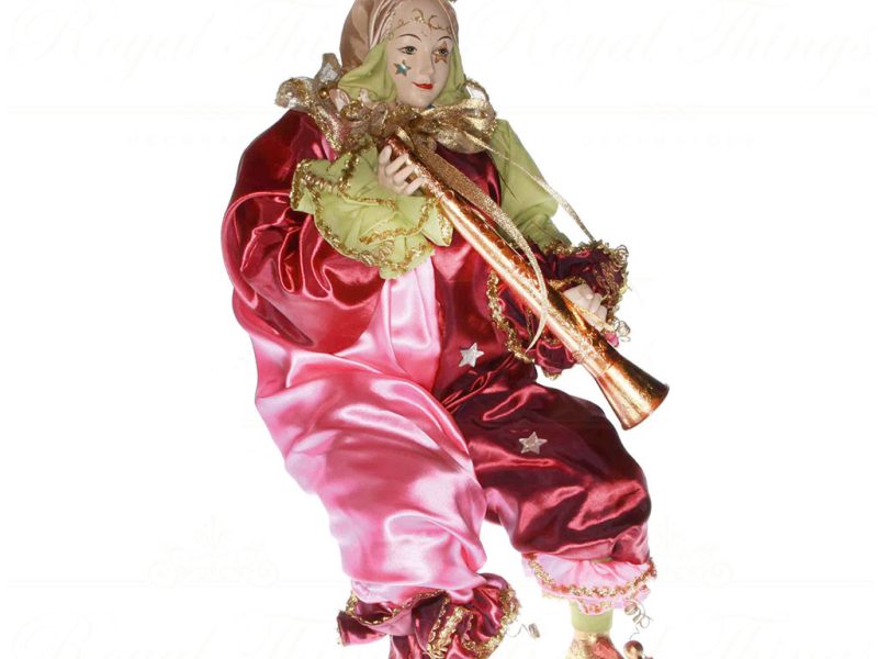 Z 21406 Goodwill Christmas Dolls Cirque Magique Jester With Flute Doll Purple Pink Green