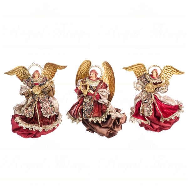 Z 40601 Goodwill Christmas Ornaments Fabric Metal Fly Angel Ornament Brown Burgundy