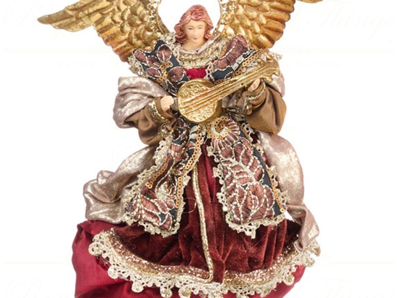 Z 40601 Goodwill Christmas Ornaments Fabric Metal Fly Angel Ornament Brown Burgundy A