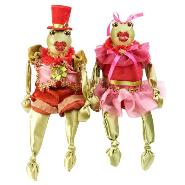 B 30118 Goodwill Christmas Decorative Items Teatime Alice Frog With Dangle Legs Green Pink