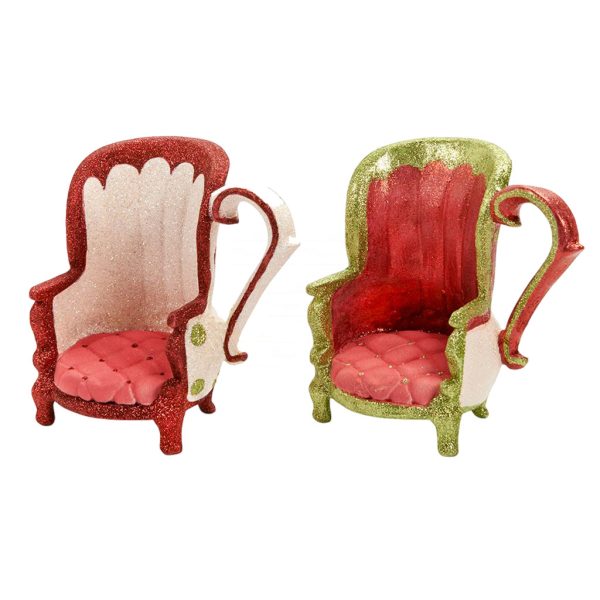 B 30126 Goodwill Christmas Decorative Items Alice In Candyland Teatime Chair Red Cream Green