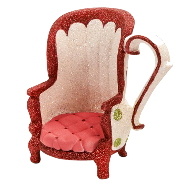 B 30126 Goodwill Christmas Decorative Items Alice In Candyland Teatime Chair Red Cream Green Vari Cream