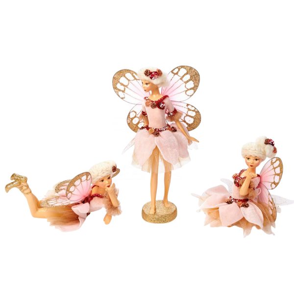 B 30720 Goodwill Christmas Decorative Items Flora Fairy Pink Gold Red