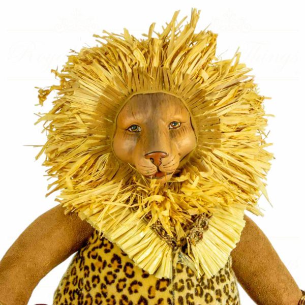 C 10401 Goodwill Animal Collectible Dolls African Lion Doll Red Beige Brown Closeup