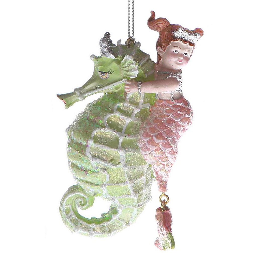 c 10416 goodwill christmas ornaments mermaid on seahorse blue green pink vari green C 10416 Goodwill Christmas Ornaments Mermaid On Seahorse Blue Green Pink Vari Green