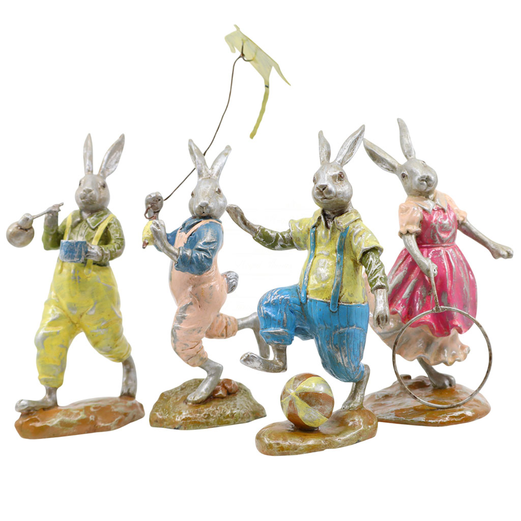 ce 30424b goodwill christmas decorative items playful bunnies pink yellow blue Ce 30424b Goodwill Christmas Decorative Items Playful Bunnies Pink Yellow Blue