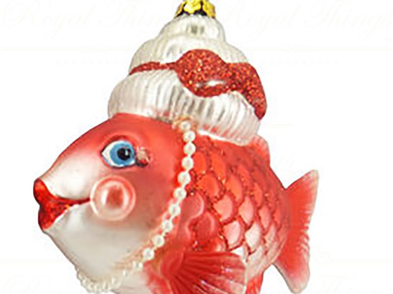 December Diamonds Christmas Glass Ornaments Mr And Mrs Santa Fish Red White Dd 05 05097 Mrs