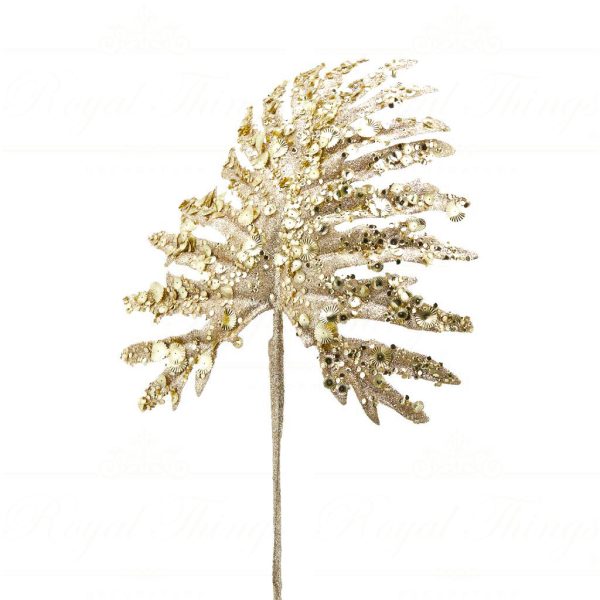 Enzo De Gasperi Christmas Branches Palm Sequins Leaf Gold Edg B3619