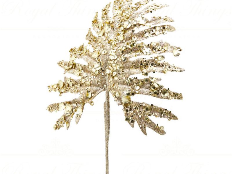 Enzo De Gasperi Christmas Branches Palm Sequins Leaf Gold Edg B3619