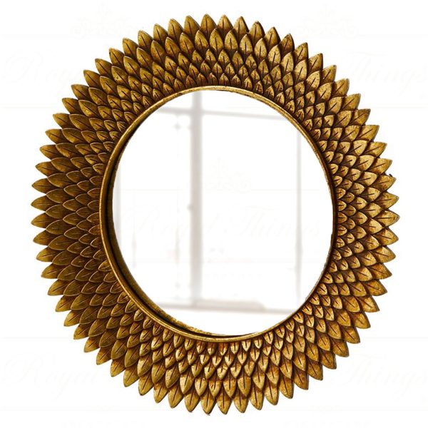 Enzo De Gasperi Christmas Decorative Items Feathered Gold Vintage Mirror Gold Edg B3558