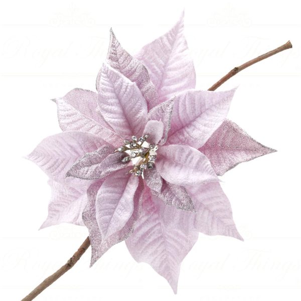 Enzo De Gasperi Flowers Christmas Star Flower With Clip Pink Edg B3637