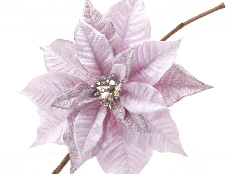 Enzo De Gasperi Flowers Christmas Star Flower With Clip Pink Edg B3637