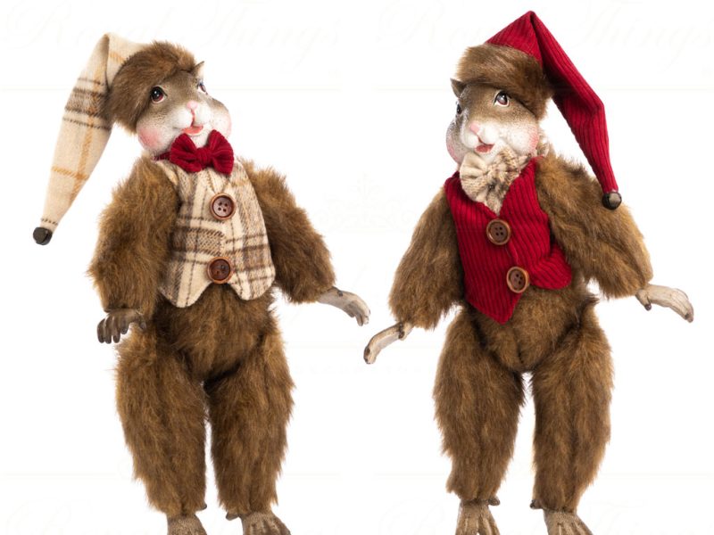 Goodwill Animal Dolls Fabric Tartan Squirrel Brown Burgundy Cream C 20152