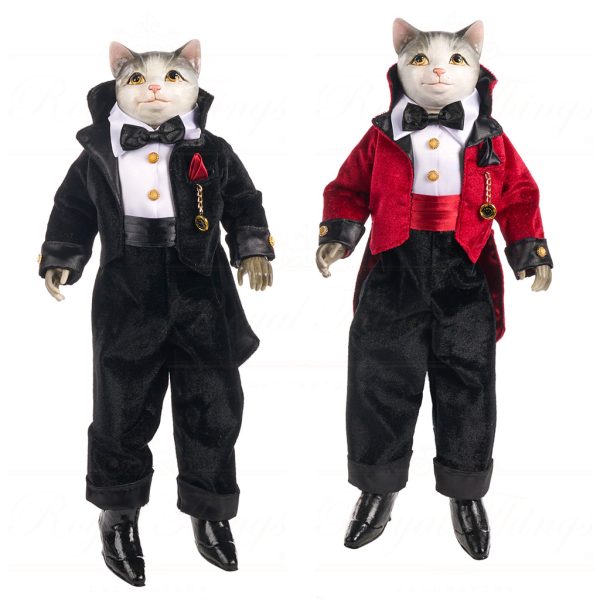Goodwill Animal Dolls Grand Hotel Tuxedo Cat Doll Red Black J 59152