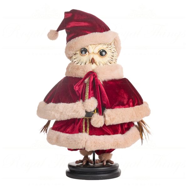 Goodwill Animal Dolls North Pole Santa Owl Doll Red Cream B 88057 Girl