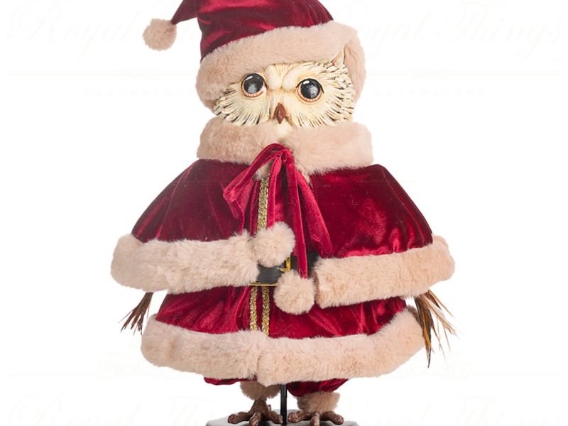 Goodwill Animal Dolls North Pole Santa Owl Doll Red Cream B 88057 Girl