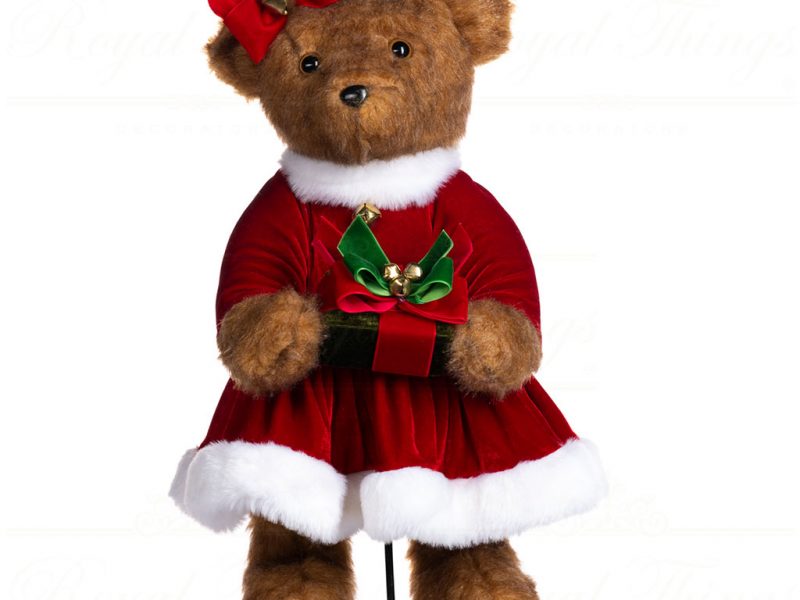 Goodwill Animal Dolls Xmas Girl Bear Red Brown White C 19302