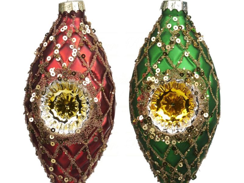 Goodwill Chirstmas Ball Glass 3d Reflector Finial Red Green Gold P30893