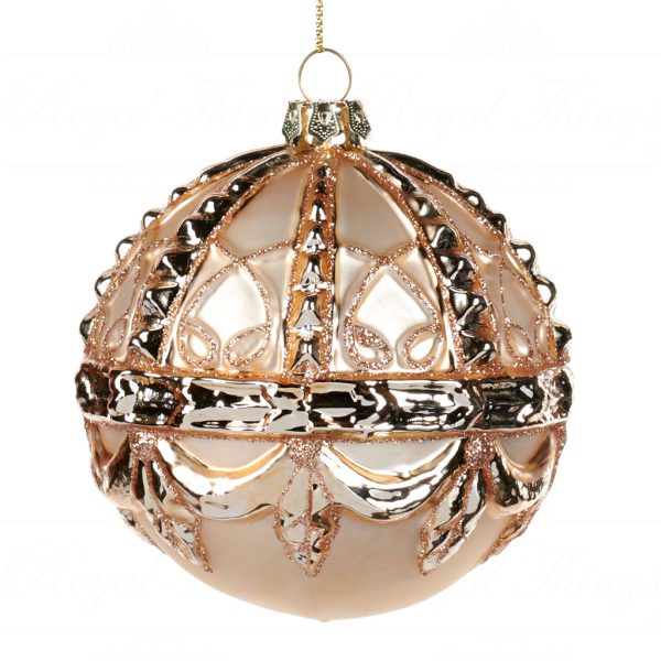 Goodwill Chirstmas Ball Glass Fleur De Lis Frame Ball Gold Tr 22384