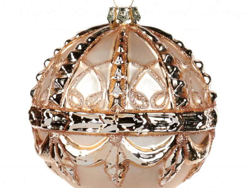 Goodwill Chirstmas Ball Glass Fleur De Lis Frame Ball Gold Tr 22384