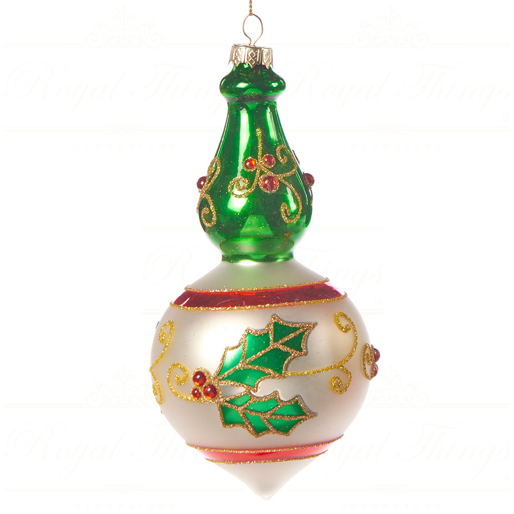goodwill chirstmas ball Glass holy mistletoe finial red gold green YA 92403 green Goodwill Chirstmas Ball Glass Holy Mistletoe Finial Red Gold Green Ya 92403 Green