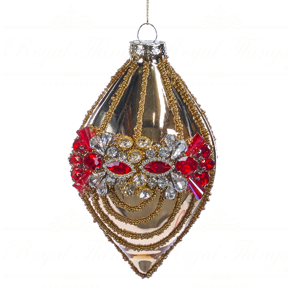 goodwill chirstmas ball Glass juweled beaded ball gold red silver BG 50017 long Goodwill Chirstmas Ball Glass Juweled Beaded Ball Gold Red Silver Bg 50017 Long