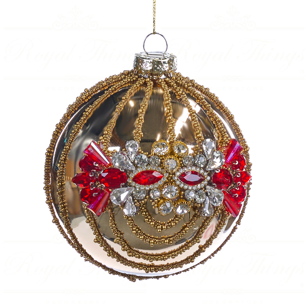 goodwill chirstmas ball Glass juweled beaded ball gold red silver BG 50017 round Goodwill Chirstmas Ball Glass Juweled Beaded Ball Gold Red Silver Bg 50017 Round