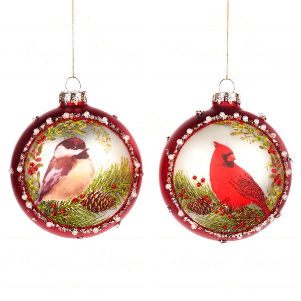 Goodwill Chirstmas Ball Glass Pearl Bird Scene Ball Multi Bg 50022