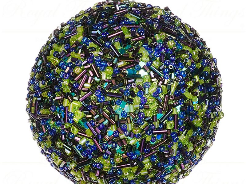 Goodwill Chirstmas Ball Beaded Peacock Ball Blue Green Pl 52400 Round