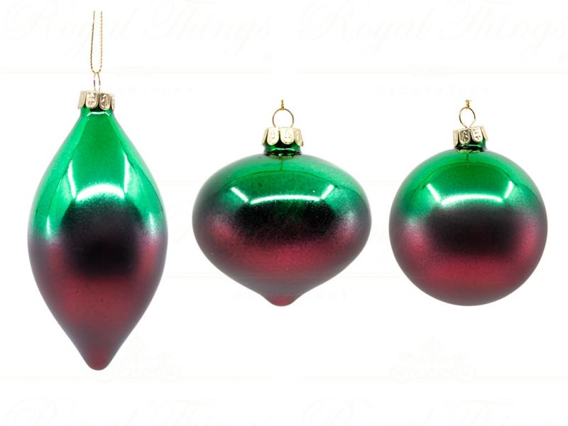 Goodwill Chirstmas Ball Glass Graduated Ball Green Burgundy P 32006