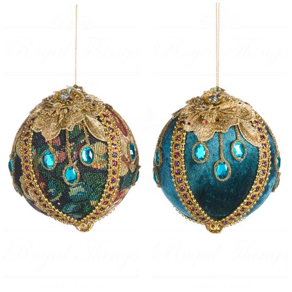 Goodwill Chirstmas Ball Secret Garden Brocade Ball Blue Gold J 59314