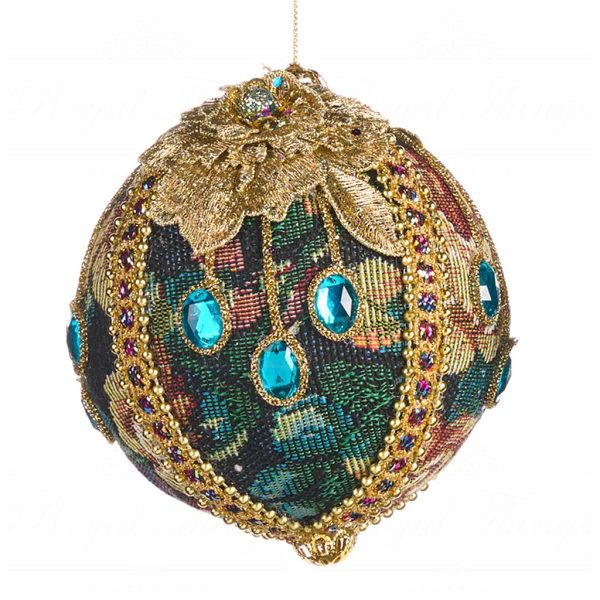 Goodwill Chirstmas Ball Secret Garden Brocade Ball Blue Gold J 59314 A