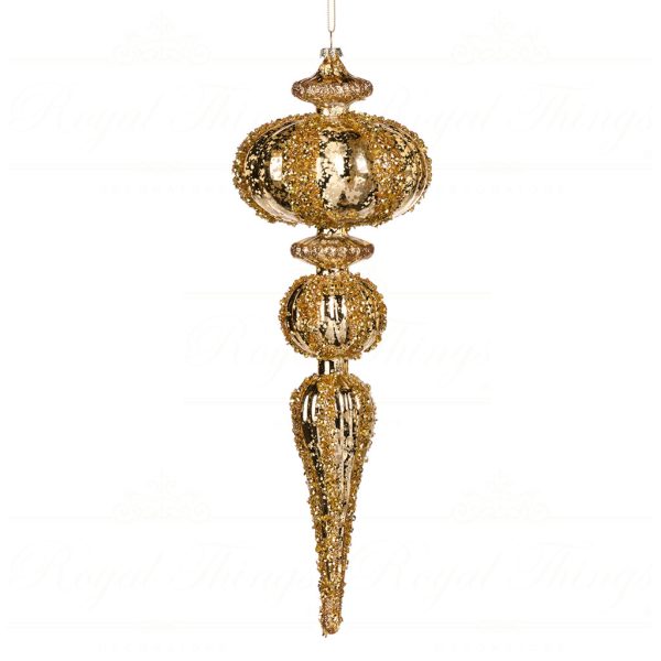 Goodwill Chirstmas Ball Sequin Beaded Display Finial Bal Gold Pl 52755
