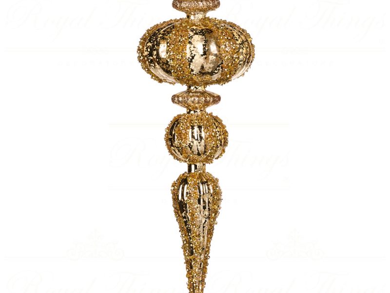 Goodwill Chirstmas Ball Sequin Beaded Display Finial Bal Gold Pl 52755