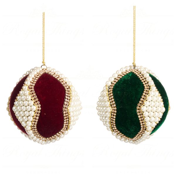 Goodwill Chirstmas Ball Velvet Festive Juwel Bal Red Green White L 35414
