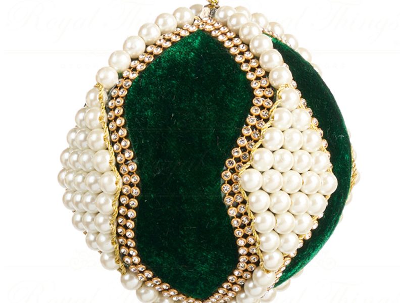Goodwill Chirstmas Ball Velvet Festive Juwel Bal Red Green White L 35414 Green
