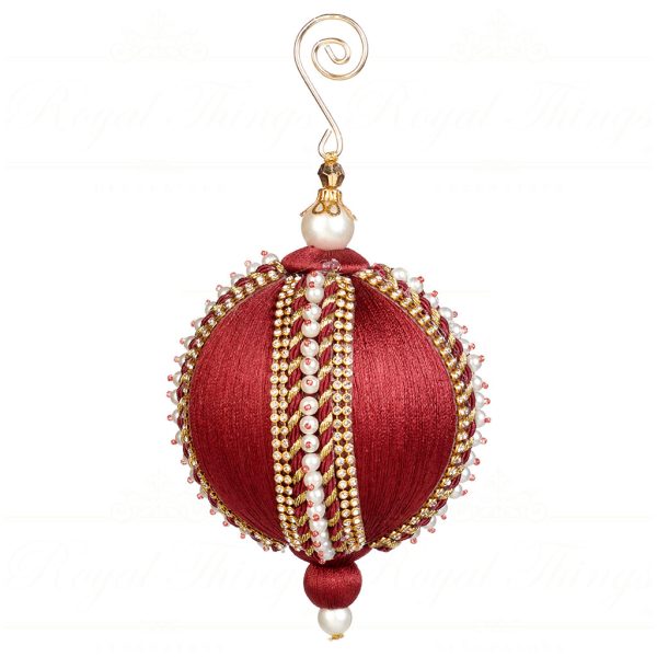 Goodwill Chirstmas Ball Yarn Pearl Jewel Burgundy Gold L 34321