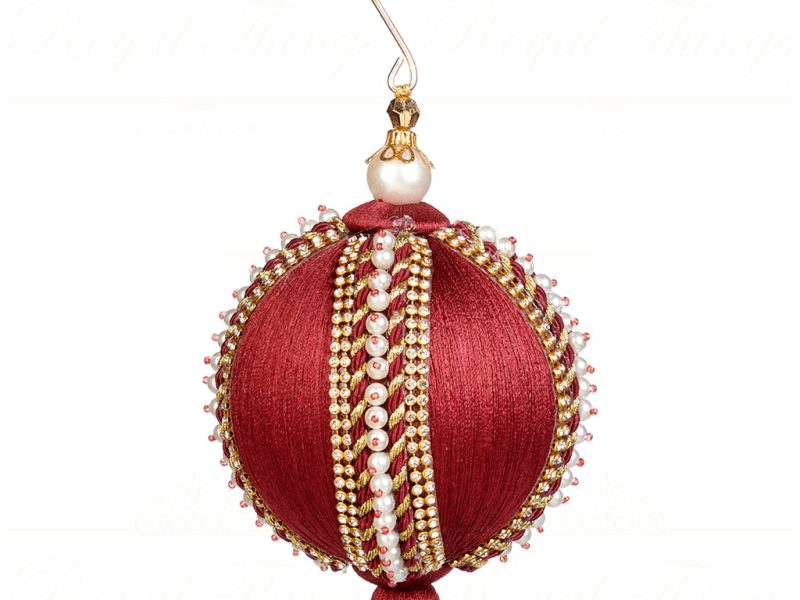 Goodwill Chirstmas Ball Yarn Pearl Jewel Burgundy Gold L 34321