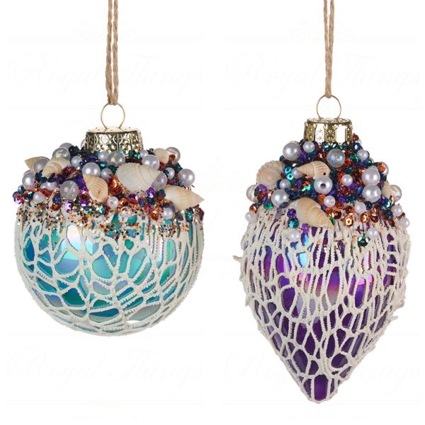 Goodwill Christmas Ball Glass Shell Net Ball Blue Purple White Ya 92600