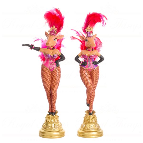 Goodwill Christmas Decorative Items Cancan Showgirl Prancer Deer Tabletop Hotpink Gold B 88558