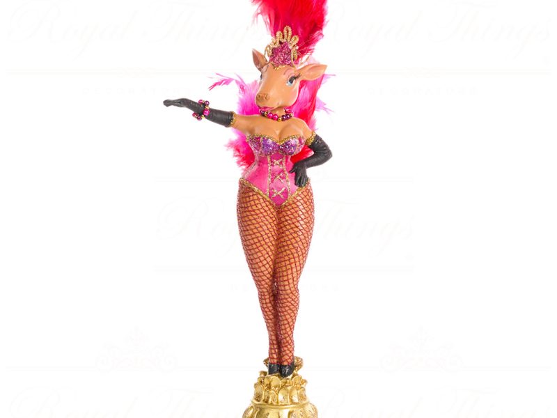 Goodwill Christmas Decorative Items Cancan Showgirl Prancer Deer Tabletop Hotpink Gold B 88558 Open