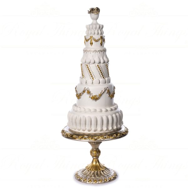 Goodwill Christmas Decorative Items Elegant Tall Cake On Stand Creme Gold D 44159