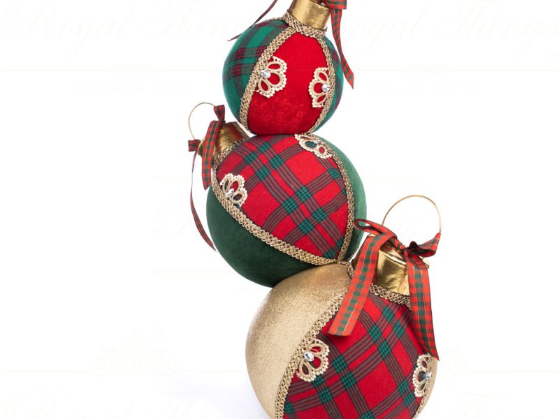 Goodwill Christmas Decorative Items Fabric Tartan Xmas Ball Stack Red Green Gold T 79110