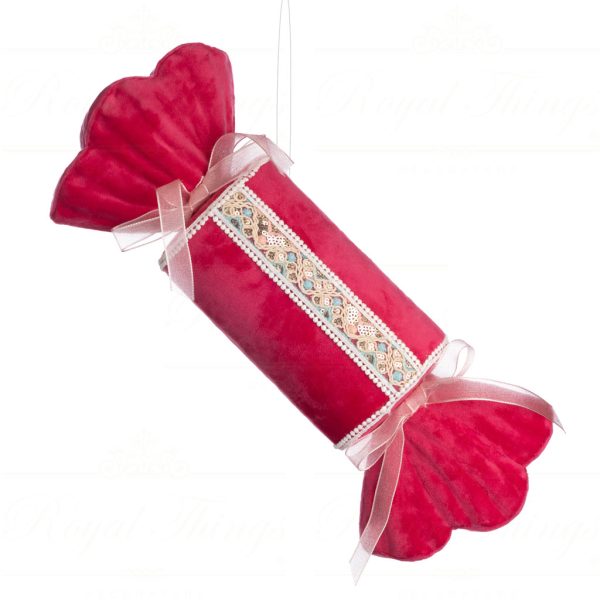 Goodwill Christmas Decorative Items Fabric Trim Candy Pink Creme T 79081