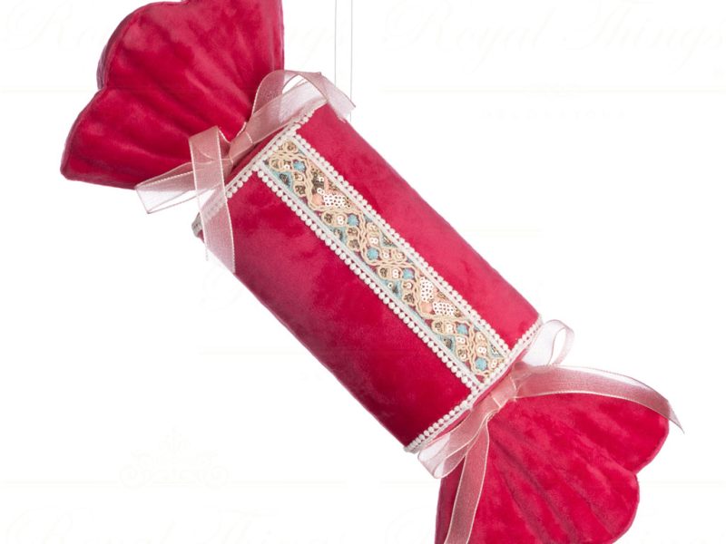 Goodwill Christmas Decorative Items Fabric Trim Candy Pink Creme T 79081